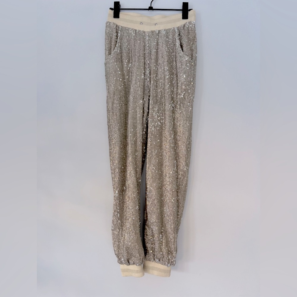 Ixiah Cream Sequin Pants